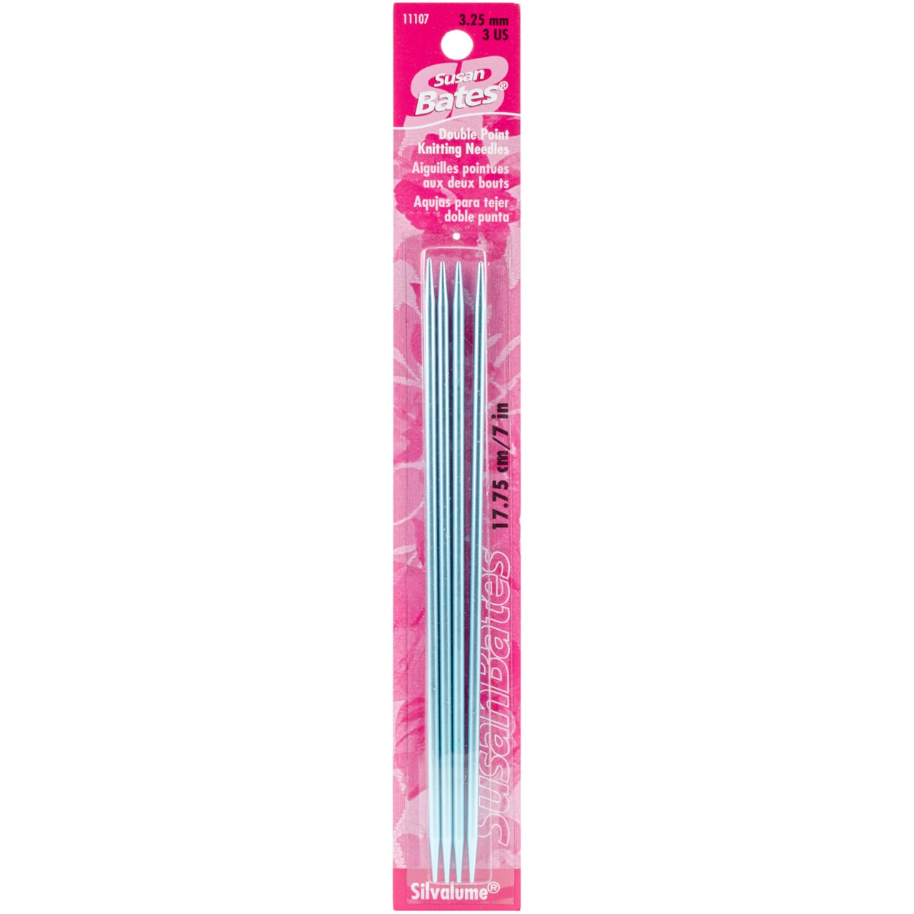 Susan Bates Silvalume Double Point Knitting Needles 7" 4/Pkg-Size 3/3.25mm